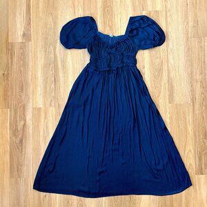 DRA by Los Angeles Navy Blue Polka Dot A-Line Dress – Size Small